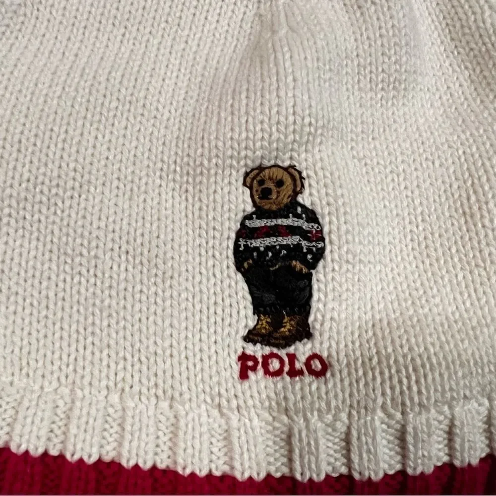 Ralph Lauren Polo Bear Motif Knit Beanie Girls 2T-4T
